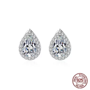 Elegant 925 Sterling Silver Cubic Zirconia Stone Heart Shaped Small Stud Earrings for Women Wedding Daily Wear Jewlery
